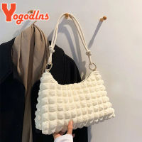 Yogodlns Winter Pleated Cloud Bag For Women Fashion Shoulder Bag Solid Color Dumpling Bag Large Capacity Crossbody Bag Handbags