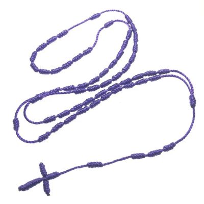 free shipping 8 pcs a pack coloful cord rosary/ knot rosary/ rope rosary necklace