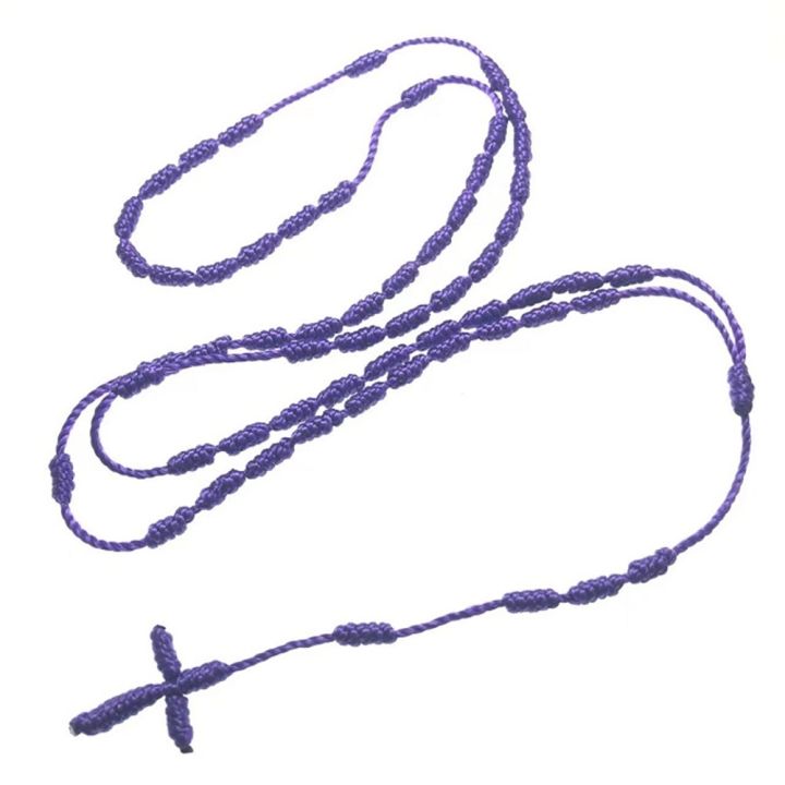 free-shipping-8-pcs-a-pack-coloful-cord-rosary-knot-rosary-rope-rosary-necklace
