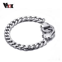 Vnox Handcuff Bracelet for Women Men Promise Jewelry Stainless Steel Chain Black Gold Color Replacement Parts