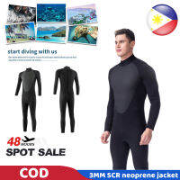 3MM Mens WetSuit M-L-XL บอดี้สูทเต็มรูปแบบชุดดำน้ำยืดหยุ่นมากชุดว่ายน้ำโต้คลื่นดำน้ำตื้นผ้าปรับได้อบอุ่น