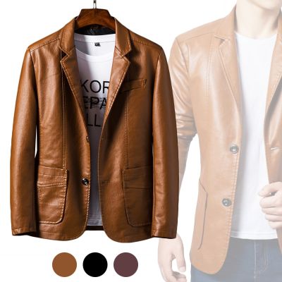 ZZOOI Autumn Mens Leather Jackets Classic Mens Motor Outwear Coats   PU Pocket Jackets Motor &amp; Biker Faux Leather Fashion Jacke 6XL