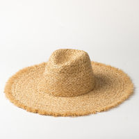 X286 Raffia Straw Hat Hand-woven Frayed Lafite Jazz Cap Lady Straw Hat for Summer Tourism Sun Shading Beach Cap Straw Hat