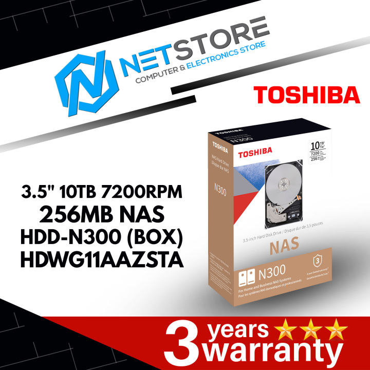 Hard Disk Drive Toshiba N300 3.5'' HDD 10TB 7200RPM SATA 6Gb/s 256MB