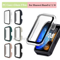 เคส PC แบบแข็งมีกระจกนิรภัยสำหรับ Huawei Band 8 7 6ปกป้องหน้าจอคลุมทั้งหมดเปลือก