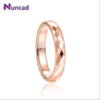 NUNCAD 4mm Tungsten Carbide Ring Surface Polished Rhombus Shaped Batch Rose Gold Plating Side Step Tungsten Steel Wedding Ring