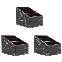 3X 3 Slot PU Leather Remote Controller Holder Organizer, Home Sundries Storage Box, TV Guide/Mail/CD Organizer/Caddy