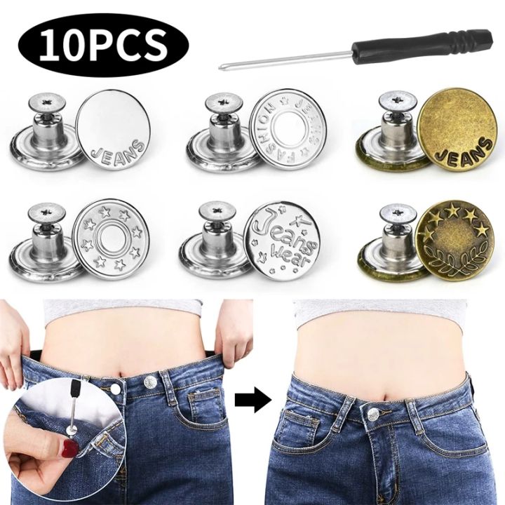 Snap Fastener Metal Adjustable Jeans Button Pants Button Extender  Detachable Snap Button for Jeans Nail Free
