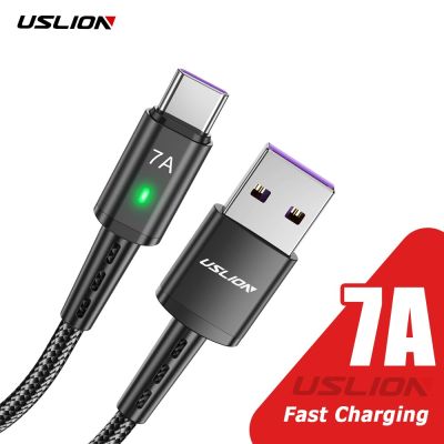 สายเคเบิล USLION 7A ชนิด C USB ชาร์จได้อย่างรวดเร็วสายรับส่งข้อมูลสายชาร์จ USB-C สำหรับ Xiaomi 13 12 Pro เรดหมี่หัวเว่ย Samsung X5 Oneplus Poco