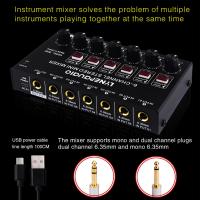 Almencla 6 Channel เครื่องผสมเสียง DC 5V สำหรับการถ่ายทอดสดห้องอัดเสียงสโมสรขนาดเล็ก