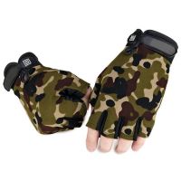 ┅ Men Camouflage Tactical Gloves Outdoor Sport Cycling Half Finger Anti-Slip Shock-Absorbing Fitness Fingerless Mittens Warmer