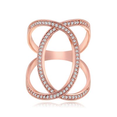 Kaymen แหวนนิ้วมือ Women39ใหม่; S แต่งงานสัญญาแหวนหัวใหญ่ชุบทองหรือชุบเงิน X-Shape อัญมณีชุดคอสตูม Drop-Shipping