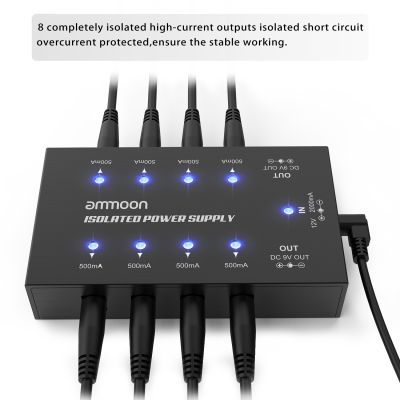 ammoon Guitar Effect Power Supply 8 Isolated DC Outputs Guitar Effect Pedal for 9V/18V Guitar Pedal Guitar Accessories