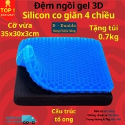 Đệm ngồi 3D silicon 2 lớp tổ ong lót ghế thoáng khí cỡ vừa 35cm kèm túi
