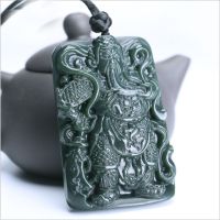 New Xinjiang Hetian Yuguan Gong pendant mens jade pendant sapphire domineering Wucai God pendant necklace pendant