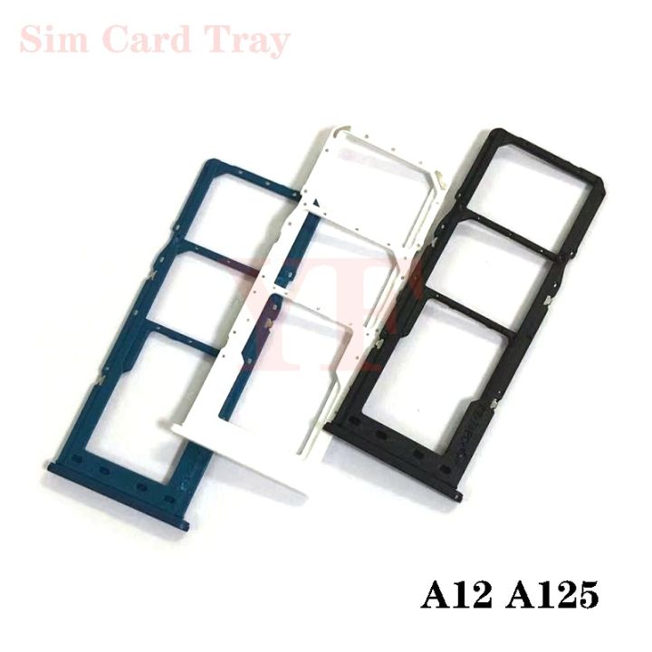 ‘；【。- Sim Tray Holder For  Galaxy A12 A12S A12 Nacho A125F SIM Card Tray Slot Holder Adapter Socket Repair Parts