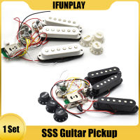 1ชุดกีตาร์ไฟฟ้าสายไฟ Prewired 5-Way Switch SSS Pickup 2T1V สำหรับ ST กีตาร์ไฟฟ้าสีดำ-สีขาว