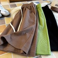 Design Korean Waffle Men Casual Shorts Candy Color Mens Elastic Waits Short Pants 2023 Summer Male Sweatpants Uniset Bottoms