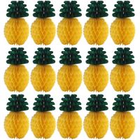 24 Packs Pineapple Honeycomb Centerpieces Tissue Paper Pineapple 8 Inch Party Supplies Table Hanging Decoration Hawaiian