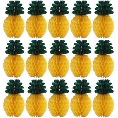 24 Packs Pineapple Honeycomb Centerpieces Tissue Paper Pineapple 8 Inch Party Supplies Table Hanging Decoration Hawaiian