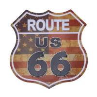 ป้ายสังกะสี Route US 66 (ปั๊มนูน)