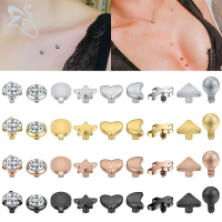 ZS 1 PC Heart Star Shape สแตนเลส Micro Dermal Anchor 4สี Dermal Anchor เจาะผิว Diver Piercing Body Piercing เครื่องประดับ