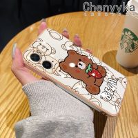 Chenyyka เคสปลอกสำหรับ OPPO A96 A36 A76 A57 2022 A77 2022 A57s A57e เคสกรณีที่มีการ์ตูนสตรอเบอร์รี่หมีการออกแบบด้านใหม่โทรศัพท์กรณีตารางขอบแบบหรูหราชุบซิลิโคนปลอกเต็มปกกล้องกันกระแทกกรณีการป้องกันป้องกันกรณี