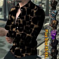 Mens Everyday Cool Printed Casual Shirt Fashion Button Down Long Sleeve Shirt Classic Design Slim Fit Commuter Shirt XS-8XL