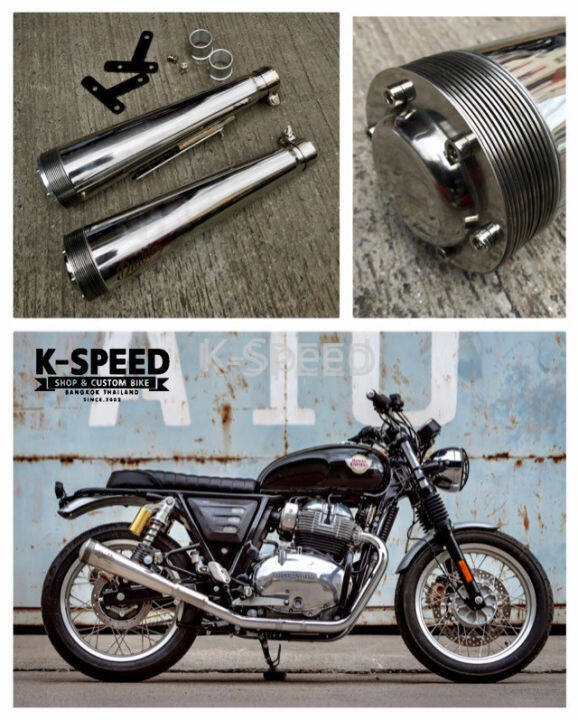 ชุดปลายท่อแต่ง Diabolus Thunder J12C แบบ Slip-on for Royal Enfield GT 650 & Interceptor 650