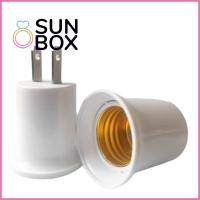 SUN BOX สีขาวขาว ปลั๊ก EU/US ตัวแปลงสัญญาณ อะแดปเตอร์ หลอดไฟโคมไฟหลอดไฟ ซ็อกเก็ตไฟ ที่วางโคมไฟ ฐานโคมไฟ E27