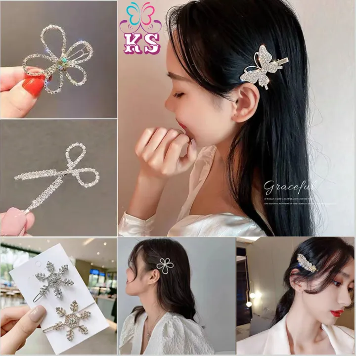 Korean Style Snowflake/Butterfly/Flower/feather hair clip metal design hair  accessory | Lazada PH