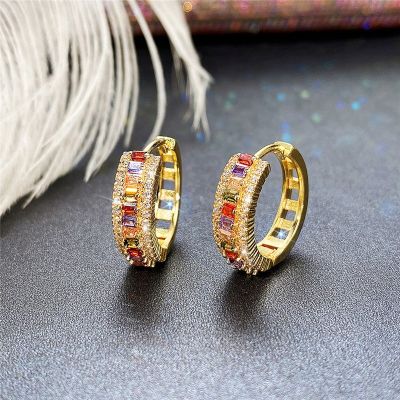 [COD] Cao Shi and cross-border ins new niche zircon ear buckle female brass gold-plated simple earrings