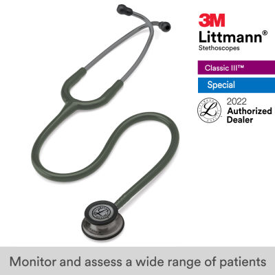 3M Littmann Classic III Stethoscope, 27 inch, #5812 (Dark Olive Green Tube, Smoke-Finish Chestpiece, Stainless Stem &amp; Eartubes)