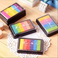 1pc Safety Non-Toxic Ink Pad Creative Rainbow Color Inkpad Rubber Stamp Oil Based for Childrens Finger Print DIY Art Kids Gift Drawing  Sketching Tab