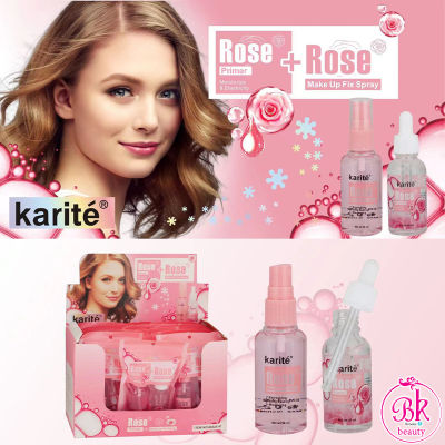 สเปรย์ล็อคเครื่องสําอาง Karite Rose Primer + Fix Spray โรส ไพรเมอร์ พร้อม สเปรย์ล็อคล็อคเมคอัพ เซ็ทโรสไพรเมอร์และสเปรย์ ให้ความชุ่มชื้นยาวนาน