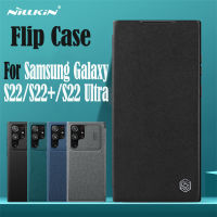 S22เคสแบบฝาพับสำหรับ Samsung กาแล็กซี่/S22อัลตร้า Nillkin กระเป๋าบัตรผ้าหนังกล้องเลื่อนเคสแบบฝาพับสำหรับ Samsung หนังสือ S22 + Plus snjspk