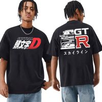 2023 เสื้อยืดสไตล์ใหม่ Anime Drift AE86 Initial D Graphic T-shirt Summer O-Neck Short Sleeves T Shirt R34 Skyline GTR JDM Manga Cartoon T Shirts เสื้อยืดคอตตอนลำลอง