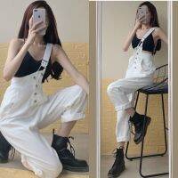 COD jfdss Shorts/pants denim overalls female fashion loose show thin wide-legged pants short p短裤/长裤 牛仔背带裤女时尚矮个子裤子宽松显瘦阔腿裤wcan129.sg 9.19