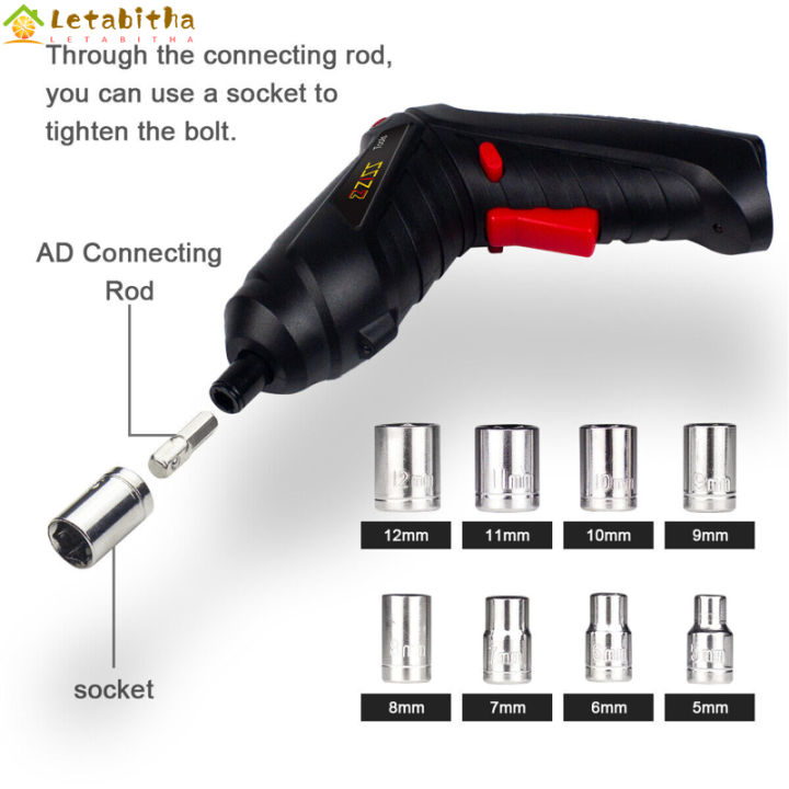 letabitha-fast-48-in-1ไขควงไฟฟ้าไร้สายชาร์จตามหลักสรีรศาสตร์อุปกรณ์เจาะเเบบพกพาได้ไดร์เวอร์เครื่องมือที่มีไฟ-led