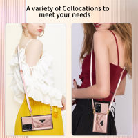 Fashion2023Wallet สำหรับ S Amsung G Alaxy S22 S23 S21 FE หมายเหตุ20พลัสอัลตร้า A52 A72 A54 A53 5กรัมกรณีผู้ถือบัตรเชือกเส้นเล็กสาย C Rossbody