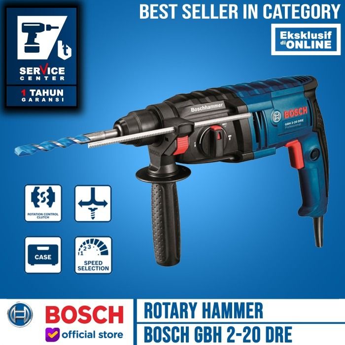 Bosch Mesin Bor Tembok Rotary Hammer Drill GBH 2-20 DRE 20 MM 600 Watt ...