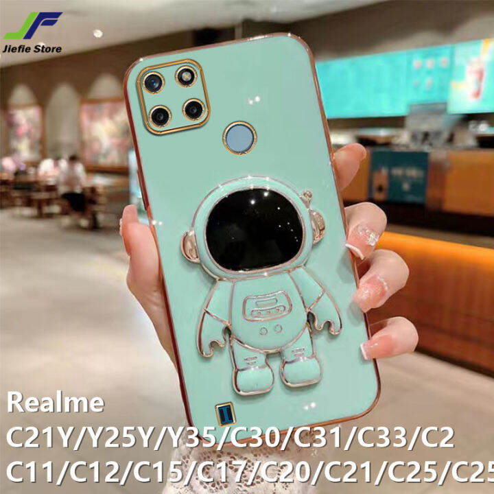 jiefie-นักบินอวกาศสำหรับ-realme-c15-c21y-c25y-c11-c12-c17-c20-c21-c30-c31-c33-c35-c55-c2-c11-2021-c25-c25s-narzo-50a-luxury-chrome-ชุบ-soft-tpu-วงเล็บ