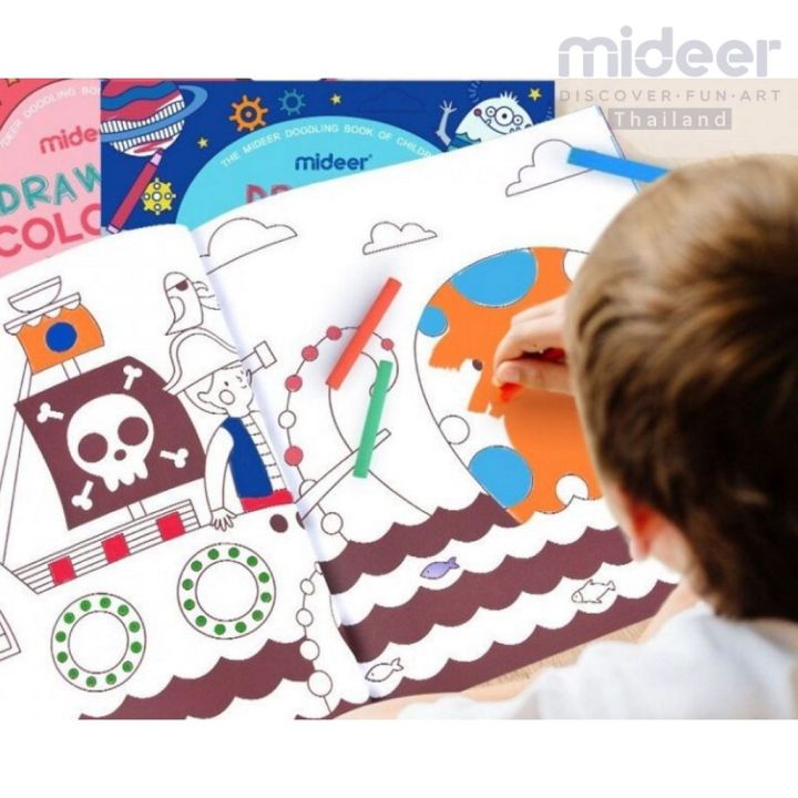 mideer-สมุดภาพระบายสีสำหรับเด็ก-80-รูปภาพ-drawing-coloring-book-80-pictures-md4092-md4093