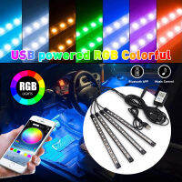 Auto LED Strips สำหรับรถยนต์12V RGB Remote APP Music Control รถตกแต่งภายในบรรยากาศเท้า Ambient Light 5050 SMD