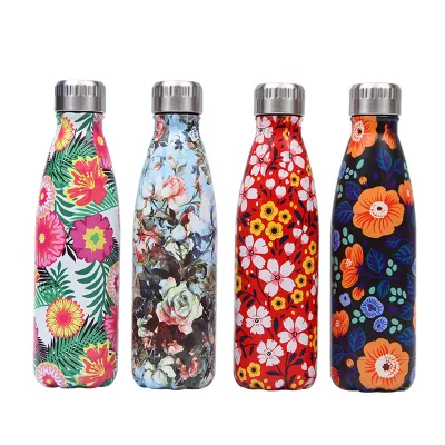203-222 Flowers Stainless Steel Vacuum Insulated Water Bottle Flask Thermal Sports Chilly 500ML Double Wall Direct Drinking Cup