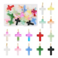 28Pcs Lampwork Glass Cross Charms Pendants for DIY Easter Rosary Necklace Prayer Bracelet Jewelry Making Accessories