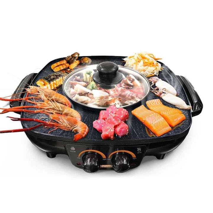 new-wave-เตาปิ้งย่างไฟฟ้าพร้อมหม้อสุกี้-1500-วัตต์-รุ่น-bbq-1502