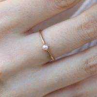 Mini Imitation Pearl Thin Ring For Women Minimalist Slim Finger Dainty Ring Accessories Gold Color Jewelry Gift For Girls KBR010