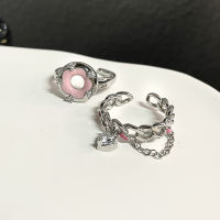 Cherry Blossom Colorful Ring, Female Minority Design, Zircon Chain INS, Cool and Elegant Feel Enamel Open Index Finger Ring V1AG