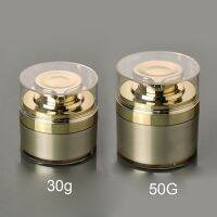 2Pcs Per Lot 30g 50g Airless Cosmetic Cream Round Container Jar In Gold Color With Pressed PumpPerfume Bottle